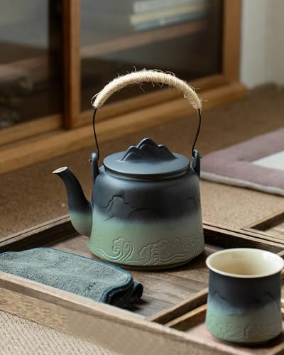 ZENS Japanische Teekanne mit Sieb, 1000ml Teekanne Keramik für Losen Tee – Ansicht 3