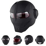 Y.P Iron Man Motorcycle Full Face Helmet Motorbike Moped Crash Helmet Lightweight 2.86lb for Adult Men Youth D.O.T Certified (Matt Black, Medium) (20030)