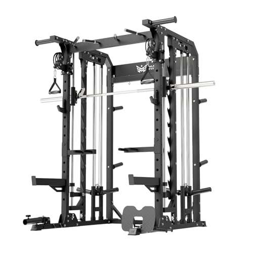 Major Fitness Squat Machine Weight Stack Set with Cable Crossover ...