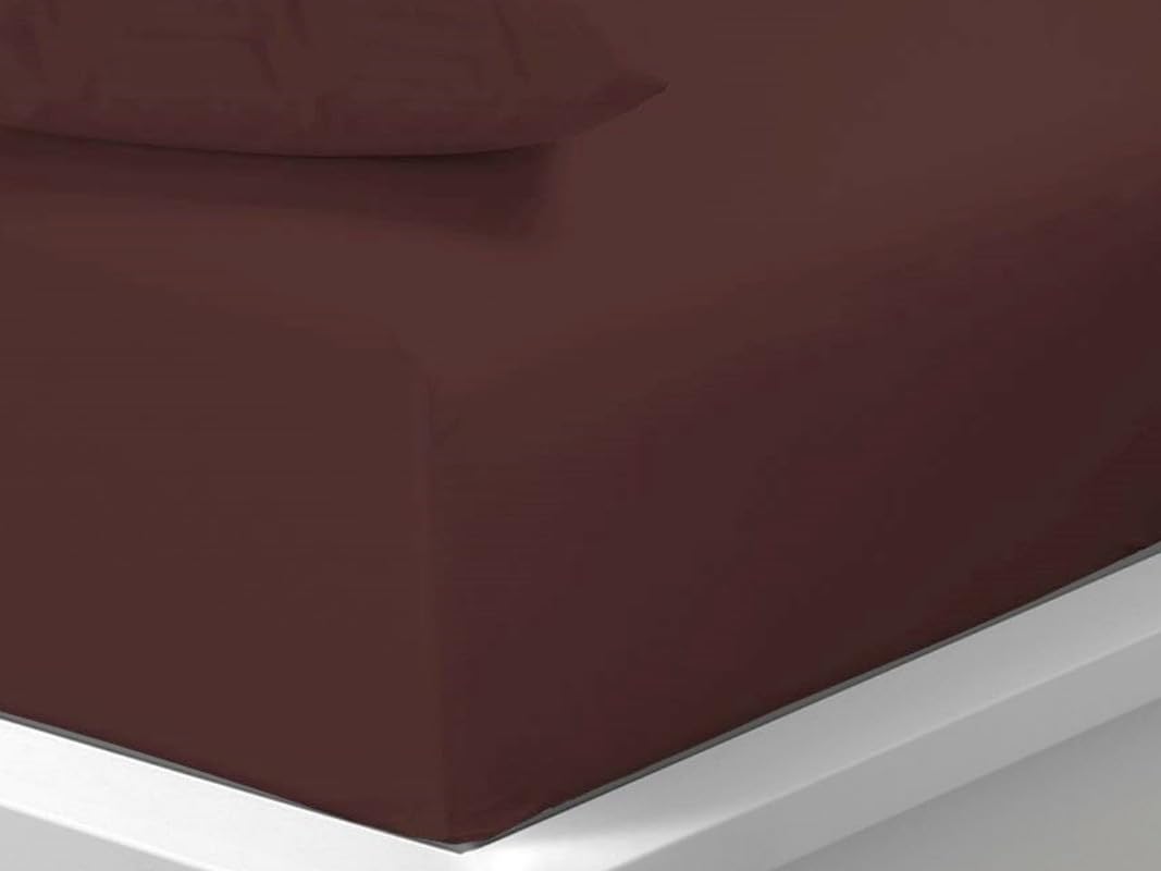 Fitted Sheet 40cm Extra Deep Pocket King Size Brown Easy Care Poly Cotton, Soft, Wrinkle-Free (K brown)