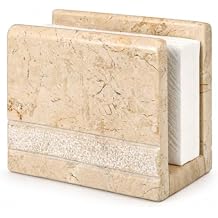Creative Home Natural Beige Marble Countertop Napkin Holder Napkin Paper Dispenser for Dining Table, Tabletop Napkin Organizer Stand, Weighted Napkin Holder for Kitchen, Dining Room & Coffee Bar