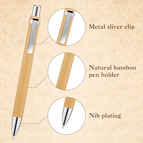 Satinior 150 Pcs Bamboo Ballpoint Pens Wooden Retractable Ballpoint Pen Bamboo Black Ink 1Mm Pen Wood Sustainable Pens For Men Women Employee Writing Signature Journaling Home Office School #TOP2