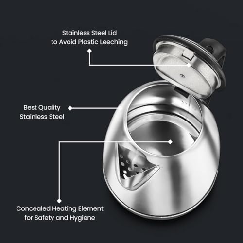 Image of PAPITA Electric Kettle | Stainless Steel Fast Boiling Water Kettle | Auto Shut-Off & Boil-Dry Protection | Ideal for Tea Coffee Soup Noodles (2 L)