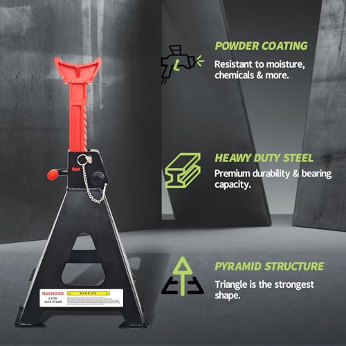 NUCHOICE 3 Ton Jack Stands with Double Locking Pins 6,600 lbs Capacity by NUCHOICE - Image 4