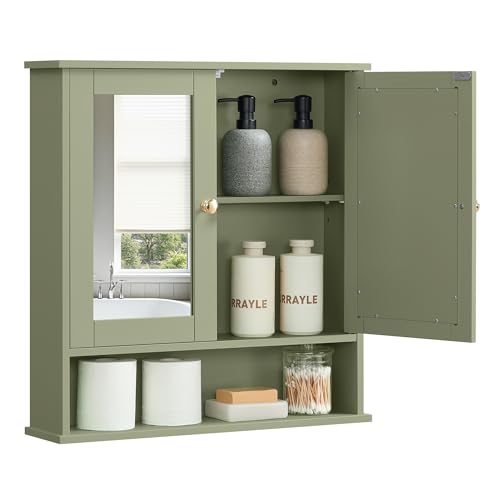 VASAGLE Bathroom Cabinet with Mirror, Wall Cabinet with 2 Mirrored