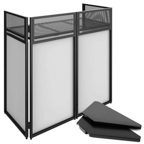 Vonyx DB4 Pro Cabina DJ Profesional Plegable - Mesa 101x50 cm, Paños Blancos y Negros, Placas de Esquina, Bolsa Transporte, Acero Negro, Ideal para Eventos, Móviles y DJ en Directo