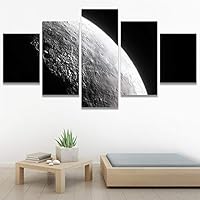 SIGNWIN 5 Panel Canvas Wall Art Modern Art Astronomy & Space Dramatic Minimalist Moon Multicolor Photography for Home Decorations Ready to Hang - 60