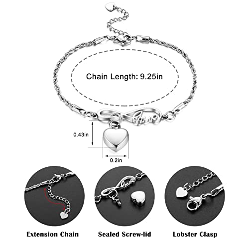 Xiuda Infinity Cremation Bracelet For Ashes Urn Bracelet Ashes Bracelet For Women Men Heart Locket Bracelet For Ashes #TOP1