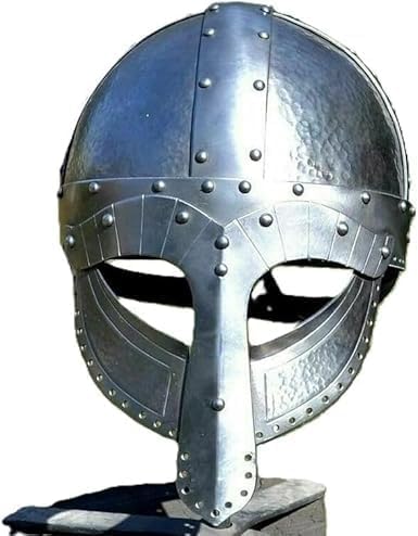 Medieval Viking Norman Helmet – 18GA Steel Silver Wearable Knight Armor for LARP, Cosplay, Halloween & Vintage Home Decor