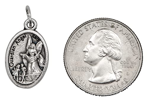 Village Gift Importers 3/4" Saint Michael Guardian Angel Medal | Metal Silver-Tone Pendant On Jump Ring | Add To Necklace, Charm Bracelet, Or Hand Made Religious Jewelry | Made In Italy #TOP1