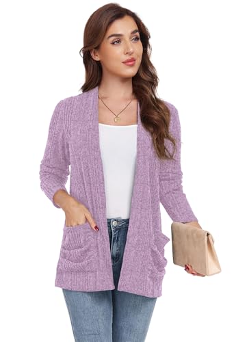 Image of GRECERELLE Womens Long Sleeve Lightweight Open Front V-Neck Casual Cardigan Sweaters Outerwear with Pockets 2025, S-2XL