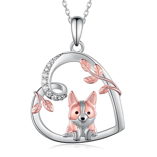 Cehuzeli Collier Corgi 925 collier de chien en argent Sterling pour les femmes cadeaux Corgi pour les amoureux de Corgi bijoux animaux mignons