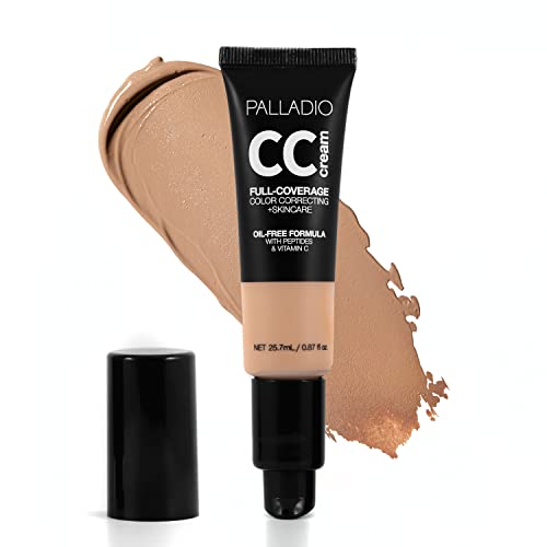 Palladio Full-Coverage Color Correction CC Cream, Oil-Free with Peptides & Vitamin C