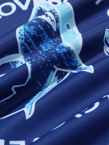 Hansber Kids Boys 2Pcs Shark Print Short Sleeve Swim Top and Shorts Set Rash Guard Sun Protection Swimsuit4