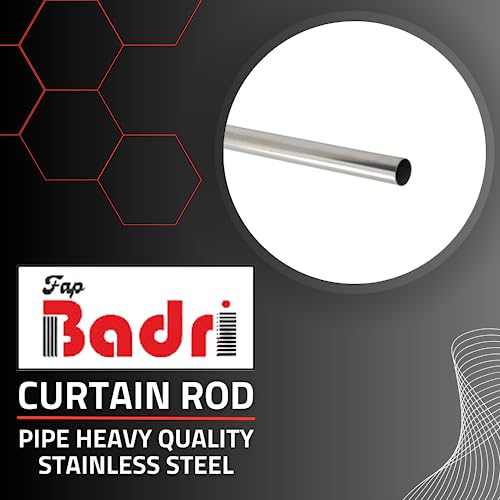 Image of FAPBADRI Curtain Rod /Pipe Heavy Quality Stainless Steel for Home /office door, window, shower, 1 inch diameter (25mm), Color - Silver Chrome Glossy finish, Length - 48 inches (4 feet), 1 Pipe