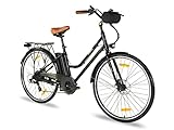 Woopela Lotte EBike 28 Zoll Elektrofahrrad E Bike Damen & Herren 7 Gang Shimano Scheibenbremse Fahrrad Elektro Pedelec Citybike Elektrofahrräder Damen Hollandrad Disc-Brake(schwarz)