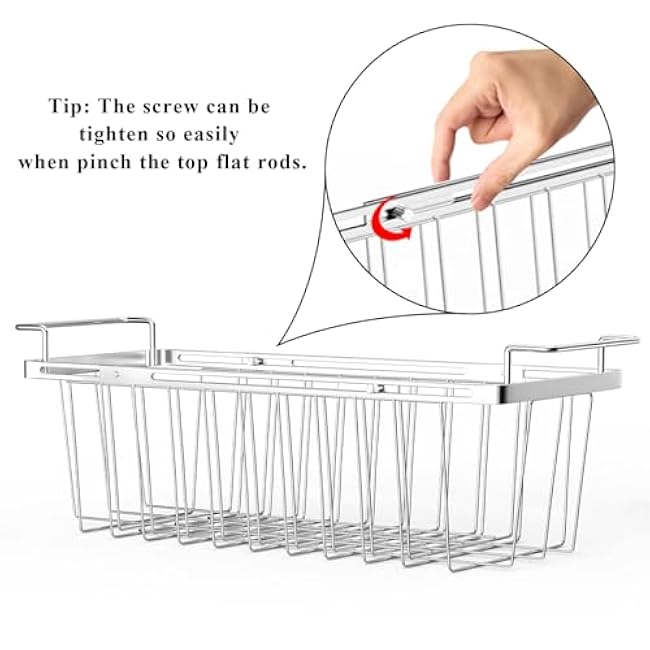 Orgneas Freezer Baskets for Chest Freezer, Capacity Expandable Deep Freezer Organizer Bins Adjustable From 16.5 to 26.5 Stainless Steel Wire Basket Storage with Hanging Handles