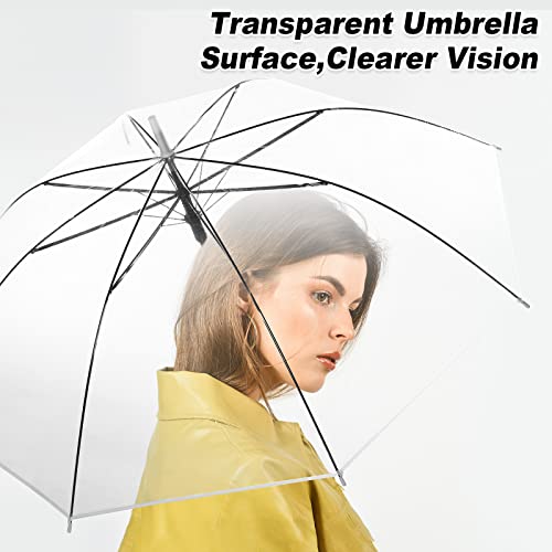 Reginary 60 Pack Clear Wedding Umbrellas Bulk Transparent Auto Open Stick Windproof Waterproof Large Canopy Umbrella with White European J Hook Handle for Wedding Bride Groom Photography Golf by Reginary - Image 5