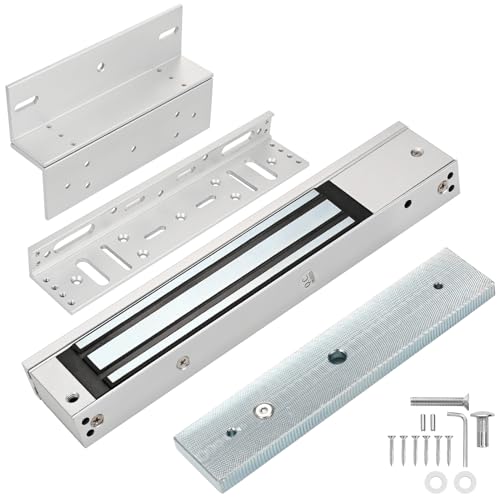 Mag Lock 280KG / 600 LBS of Magnetic Holdings Force Electromagnetic Commercial Lock 12V LED Indicator When Closed NO/NC Options for Access Control System with L&Z Brackets