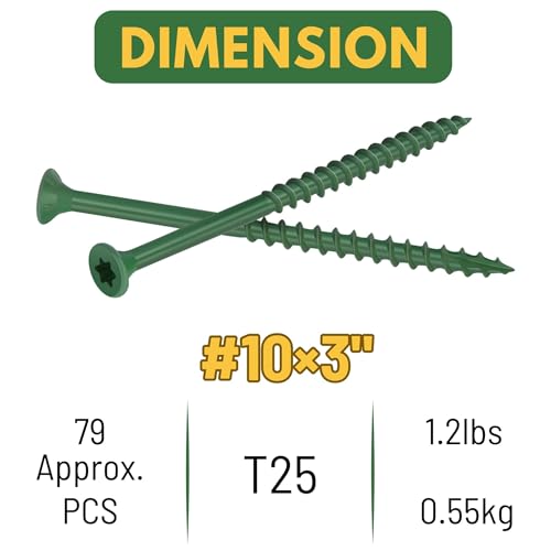 Image of WELLOCKS #10 x 3 in Green Deck Screws, 1.2 lbs with T25 Bit