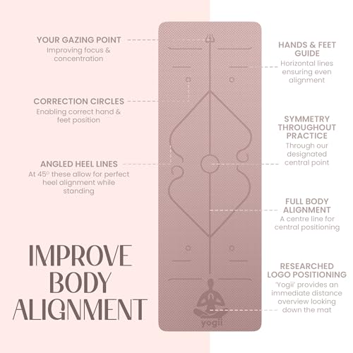 Yogii Yoga Mat - Non-Slip 6mm Thick TPE & Travel-friendly Yoga Mat - Perfect for Home & Gym Exercise Fitness & Pilates - With Laser Alignment Guides for Men & Women - Image 6