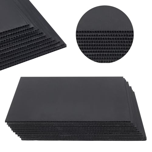 NBEADS 10 Sheets Corrugated Plastic Sheets 30x29.9cm Blank Yard Lawn Signs 4mm Thick Square Corrugated Sign Board Plastic Fluted Sheets for Advertising Board Model Building and DIY Crafts Black