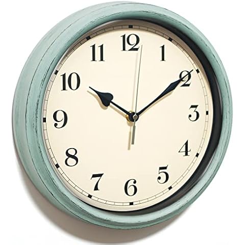 AYRELY® Decorative Vintage Wall Clock - 11Inch Silent Non-Ticking Clocks Battery Operated - Classic Decor for Living Room, Farmhouse, Kitchen, Bedroom, Bathroom (Classic Blue) Cover