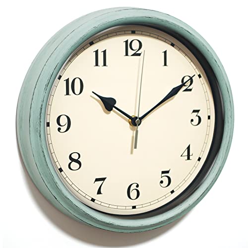 Image of AYRELY Decorative Vintage Wall Clock - 11Inch Silent Non-Ticking Clocks Battery Operated - Classic Decor for Living Room, Farmhouse, Kitchen, Bedroom, Bathroom (Classic Blue)