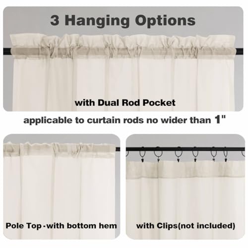 Image of Chyhomenyc Cream Sheer Curtains 84 Inches Long 2 Panels, Light Filtering Cream Curtains for Living Room, Soft Gentle Voile Rod Pocket Bedroom Window Drapes, 59Wx84L Inch, 2PCS