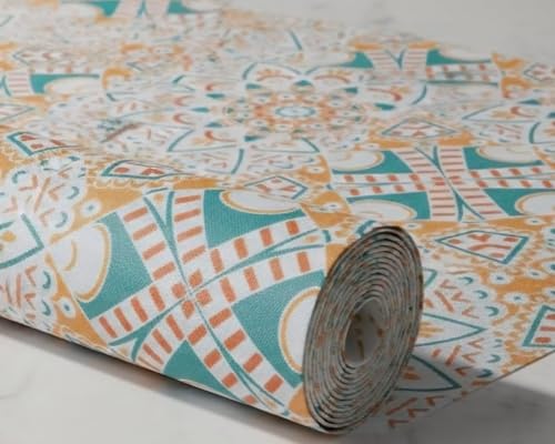Image of Dribble EVA Shelf Liner Mat 45x500cm Roll, Non Slip Drawer & Cabinet Liner for Kitchen, Waterproof Oilproof Washable Fridge Mat, Anti Skid Cupboard Wardrobe Multipurpose Mat (Green /Yellow mandala Art)