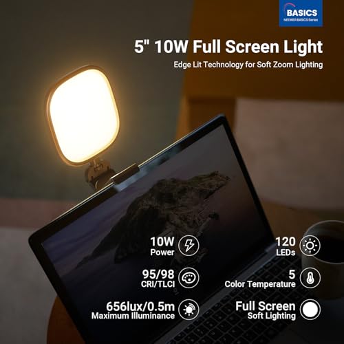 Image of NEEWER BASICS 5 inch Monitor Light with Stand, Zoom Lighting for Video Conference, 10W Bi Color Edge Lit CRI95 USB LED Panel Ring Light for Desk Computer Laptop Webcam Video Call Streaming Recording, NL10