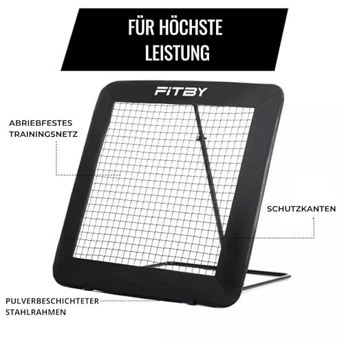 FITBY Rebounder, Klappbares Trainingsnetz für Fußball & Handball, 5 Winkel Verstellbar, Stabiles Kickback Tor & Zubehör für Kinder & Erwachsene, 100x100 cm