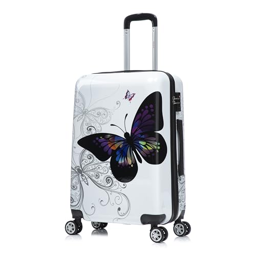 Image of InUSA Butterfly Print 24-Inch Medium Hardside Spinner Luggage Lightweight