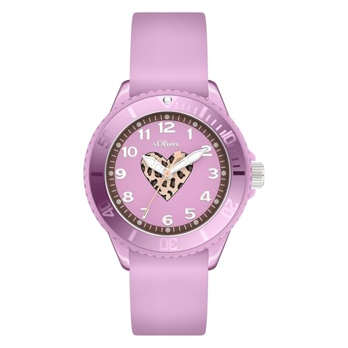 Reloj infantil s.Oliver lila de cuarzo analógico con correa de silicona de 38 mm