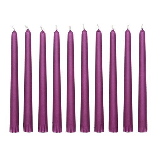 Bougie fuseau lilas 25,4 cm lot de 12 cierges sans fumée pour table propre