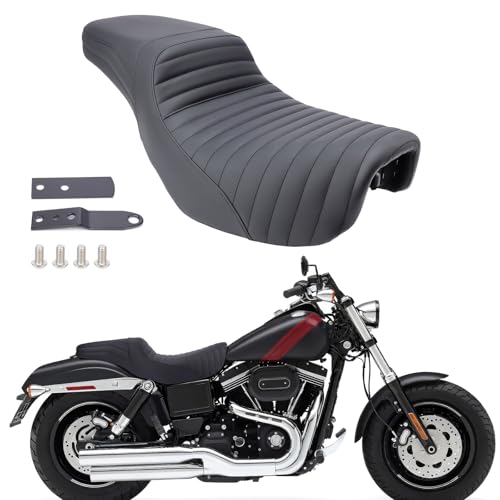 Aferrizu Motorcycle 2-Up Driver & Passenger Seat One-Piece Seat for Harley Dyna Street Bob Fat Bob