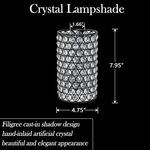 Image of 3 Pack Polyhedral Crystal Metal Pendant Ceiling Chandelier Wall Sconce Lamp Replacement Covers Shade Fixture Black Finish,1.66 inch Fitter Size,7.9 inch high*4.8 inch Diameter