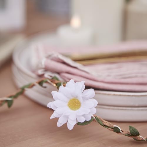 Lights4fun Gänseblümchen-Lichterkette | 20 warmweiße LEDs | Margariten | Batteriebetrieb & Timer | Innen Indoor | Frühling Ostern Sommer Blumen | Dekoration Fensterdekoration Fenster | Weiß