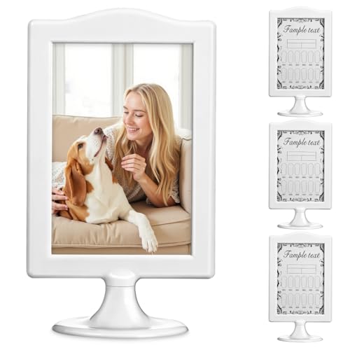 Cadre photo double face vertical blanc 10x15 à poser avec base stable