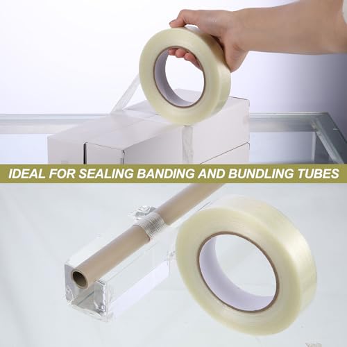 Image of Treela 40 Rolls 1 Inch x 60 Yards Filament Strapping Tape 5.5 Mil Transparent Reinforced Fiberglass Heavy Duty Packing Shipping Tape for Sealing Binding Fixing