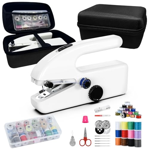 Unique sewing experience: Handheld sewing machine with storage box,...