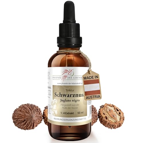 Schwarznuss Tinktur 50ml | Juglans nigra Tropfen (1:4 Extrakt) | Top Premium Qualität aus Österreich | Veganes Nahrungsergänzungsmittel | Amerikanische Walnuss, Eastern Black Walnut