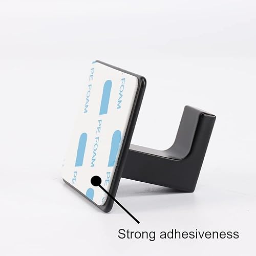 Miniatura 2 de Ganchos para toallas de baño, paquete de 2 ganchos cuadrados autoadhesivos, gancho resistente para bata sin perforaciones, colgador de ropa de