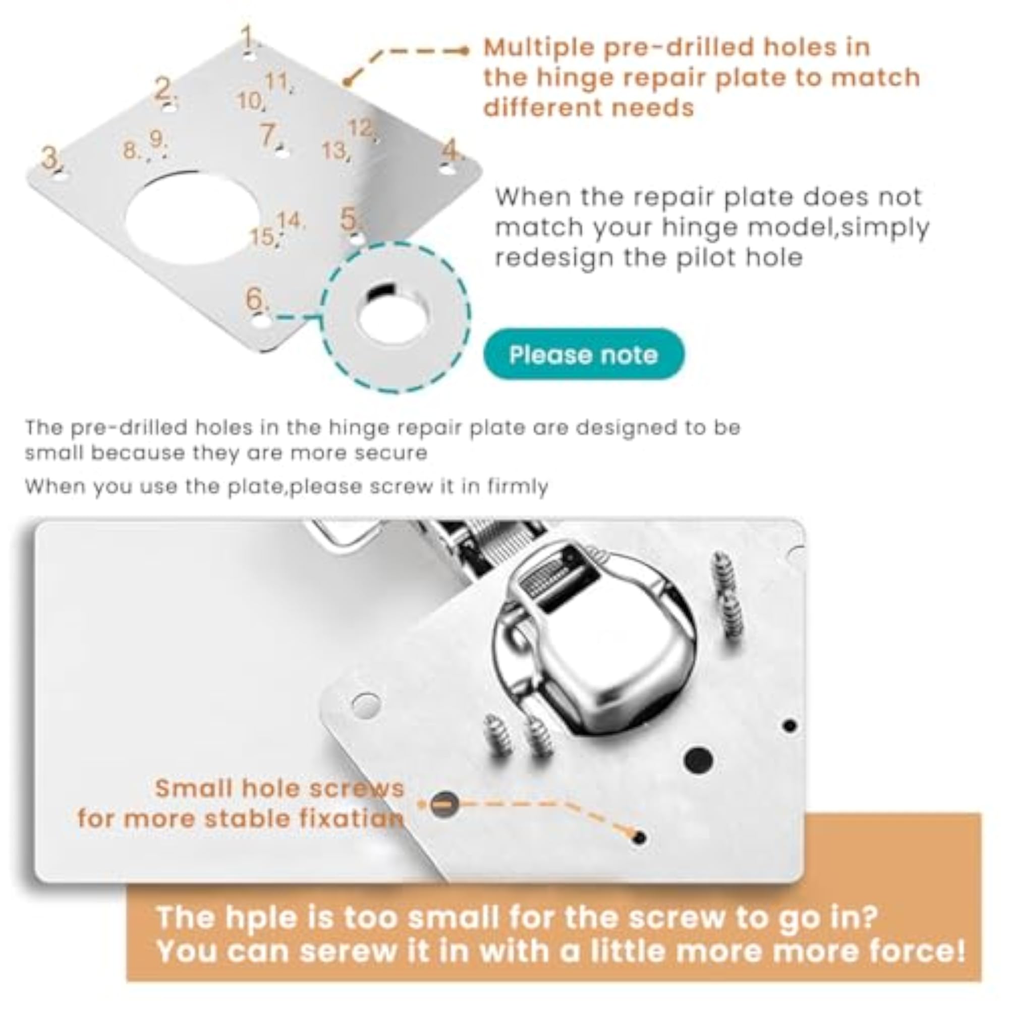 Stainless Steel Cabinet Hinges Repair Plate Kit