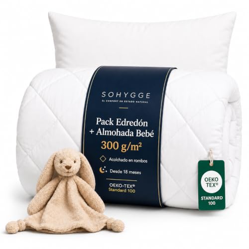 SOHYGGE - Juego de edredón Infantil 100x135 cm con Almohada 35x55 cm – para Cuna 70x140 – Ultra Suave, Relleno nórdico 4 Estaciones, Lavable 60 °C, Oeko-Tex