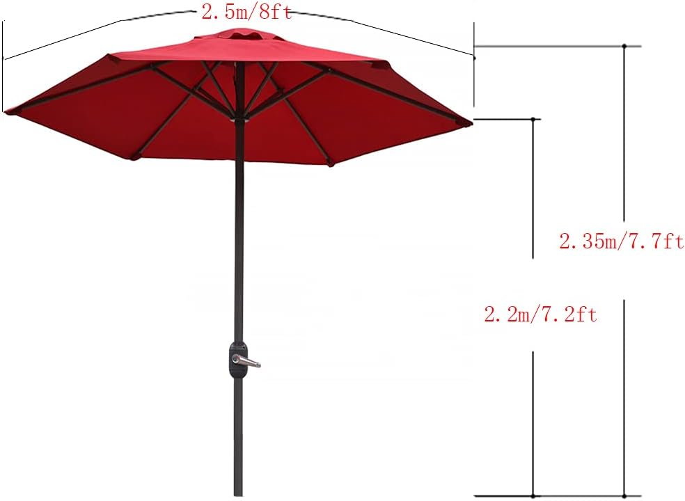 Garden parasols 6.6ft/8ft Patio Umbrella Outdoor 6 RibsWaterproof and Sun-Proof Round Garden Table Parasol UPF50+ for Market,Coffee Shop,Beache,White/Beige/Wine Red/Green/Brown Outdoor parasols