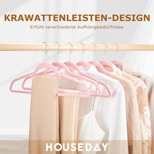 HOUSE DAY Kleiderbügel Samt, 60er Set, Premium Bügel, Rosa – Ansicht 2