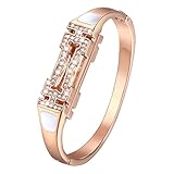 bayite Metal Bands Compatible Fitbit Flex 2 Accessories Stainless Steel Bangle Bracelet Jewelry with Rhinestones Small 5.5''-6.3'' Rose Gold