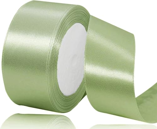 TONIFUL Nastro di raso color salvia sottile e solido per confezioni regalo, fiocchi fai da te, inviti, bouquet floreali, decorazioni per Natale