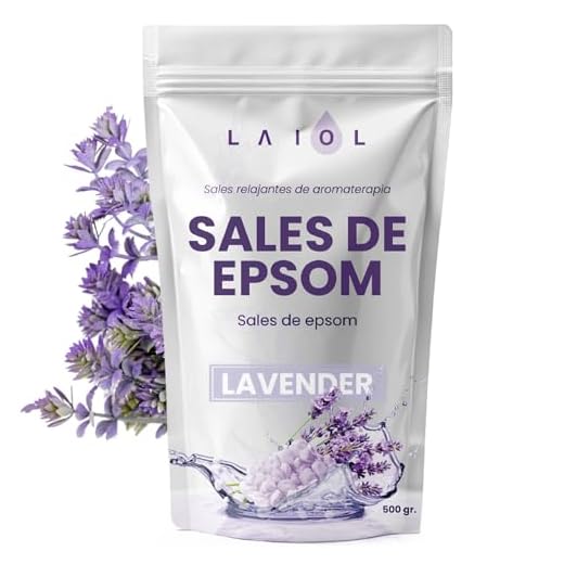 Sales de Epsom 500g con Aroma a Lavanda – Relajación Muscular y Aromaterapia con Magnesio – Sal de Epsom para Baño y Pies - Ideal para Spa Casero, Estrés y Sueño Reparador